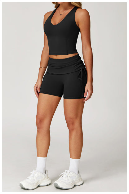 Racerback Top & Ruched Shorts Set