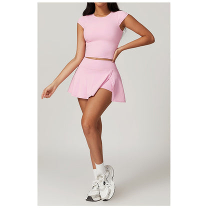 Sporty Chic Skirted Workout Set with Built-In Shorts