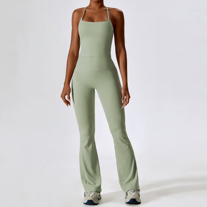 Strappy Flare Leg Active Jumpsuit