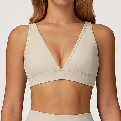 Deep V Sports Bra with Open Back