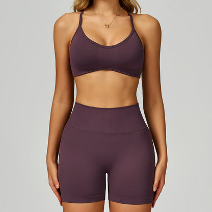 Strappy Sports Bra & High-Waist Biker Short Set