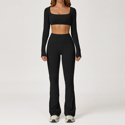 Long Sleeve Crop & Flare Legging Set