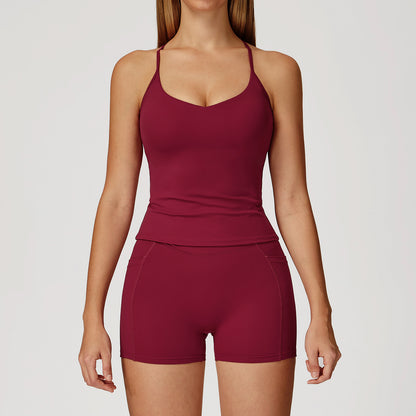 Strappy Tank & Crossover Shorts Set