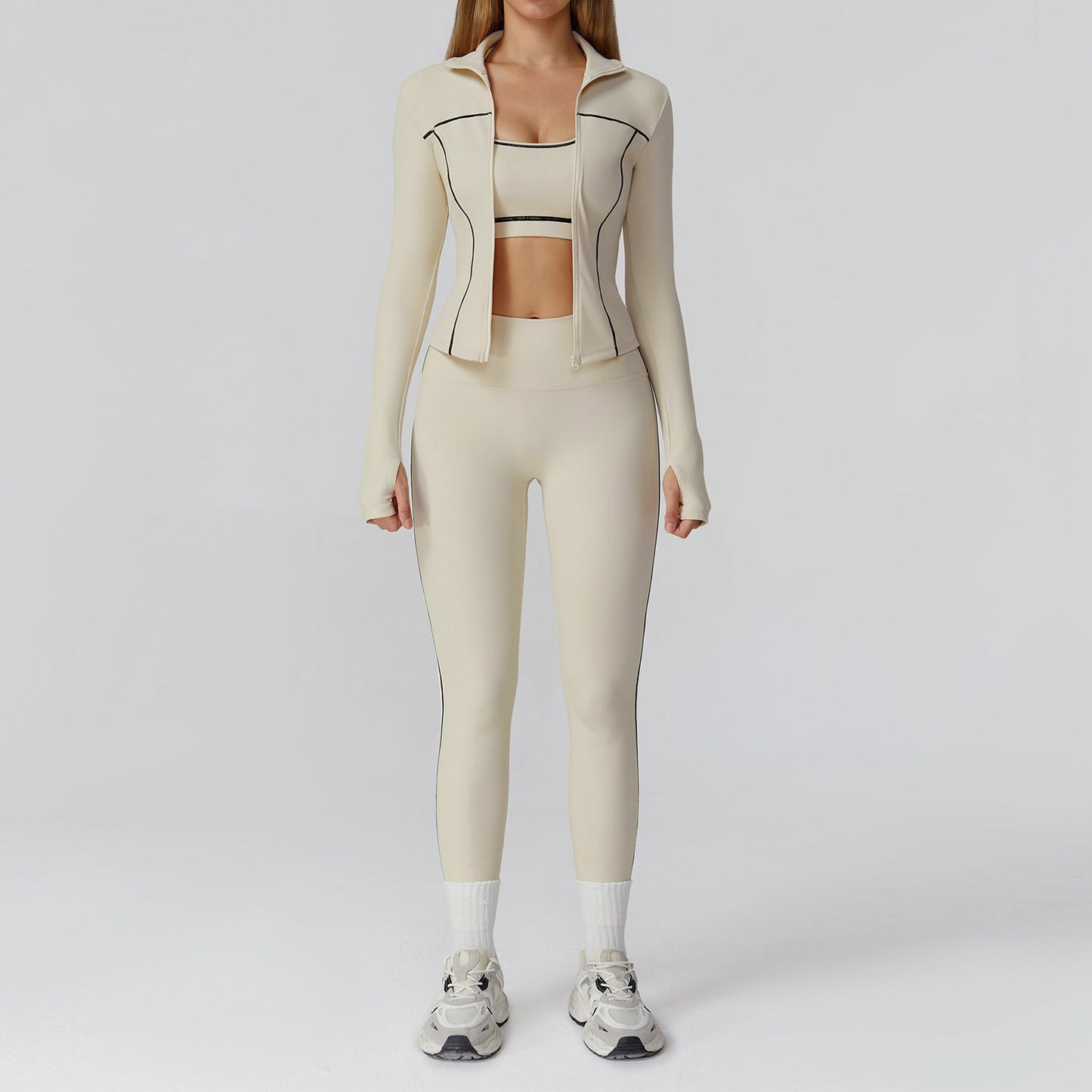 3-Piece Sports Bra, Jacket & Leggings Set