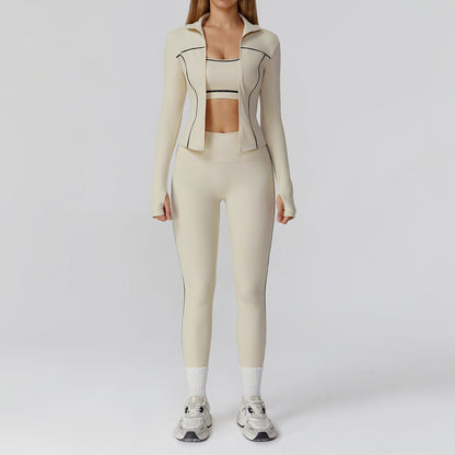 3-Piece Sports Bra, Jacket & Leggings Set