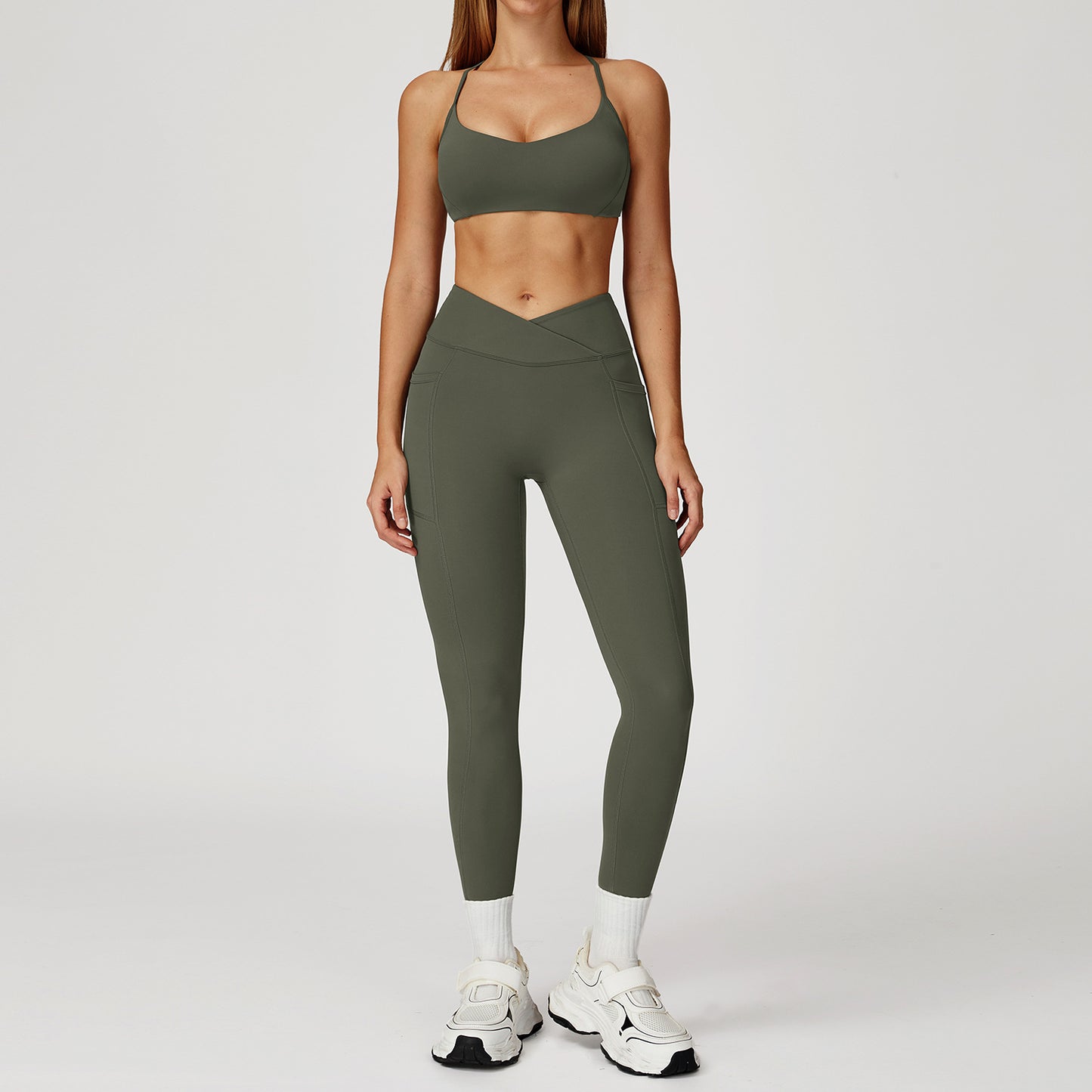 Strappy Sports Bra & Crossover Leggings Set