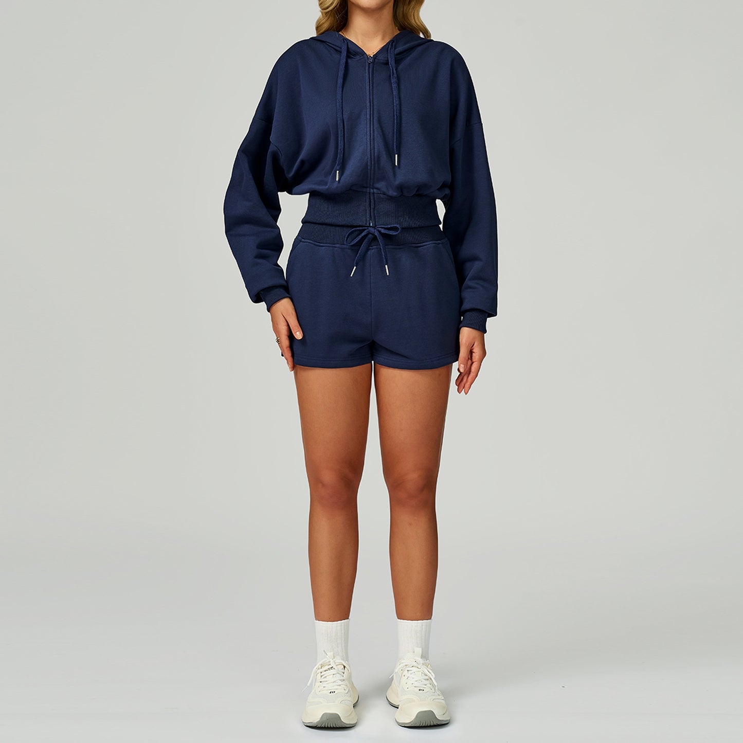 CozyFlex Cropped Hoodie & Drawstring Shorts Set