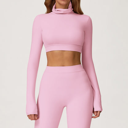 Turtleneck Long Sleeve OpeTopn-Back Crop