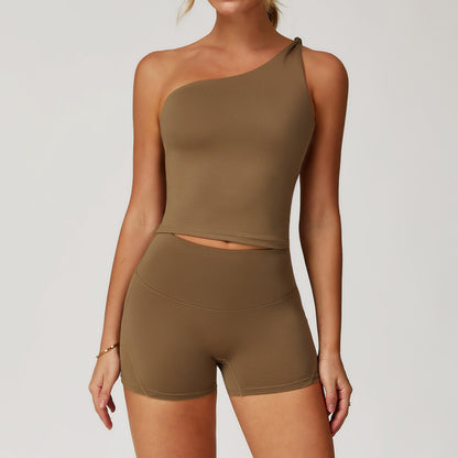 One-Shoulder Studio Crop & Shorts Set