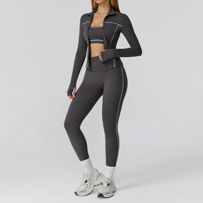 3-Piece Sports Bra, Jacket & Leggings Set