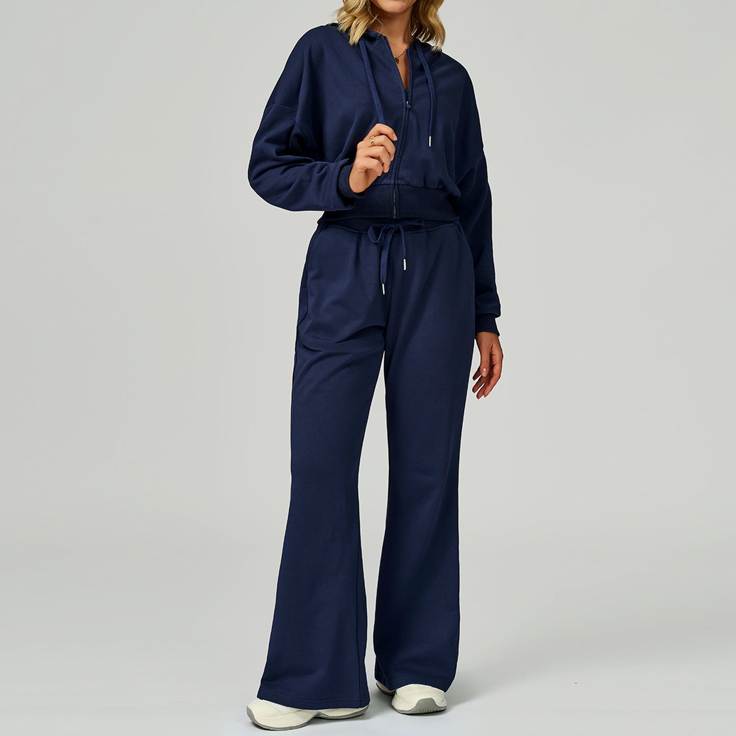 CozyFlex Cropped Hoodie & Wide-Leg Lounge Set