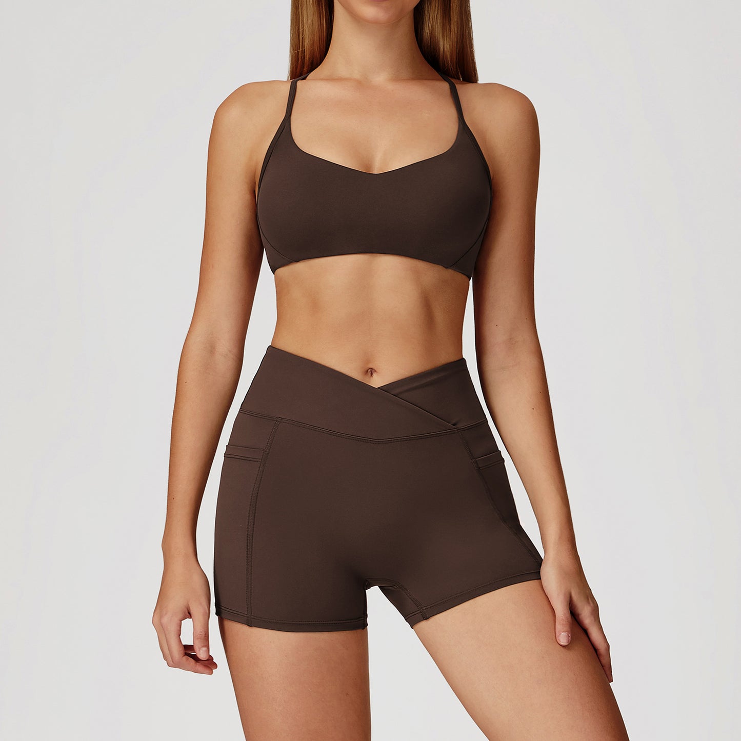 Strappy Sports Bra & Crossover Shorts Set