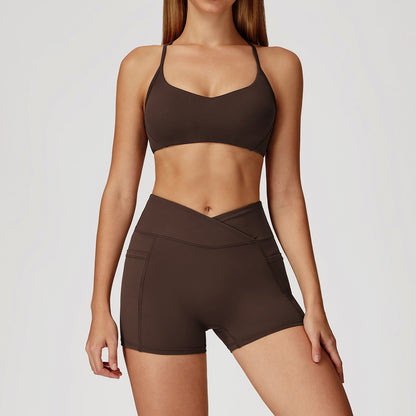 Strappy Sports Bra & Crossover Shorts Set