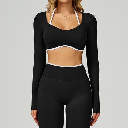 SculptLine Long-Sleeve Open-Back Crop Top