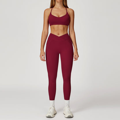 Strappy Sports Bra & Crossover Leggings Set