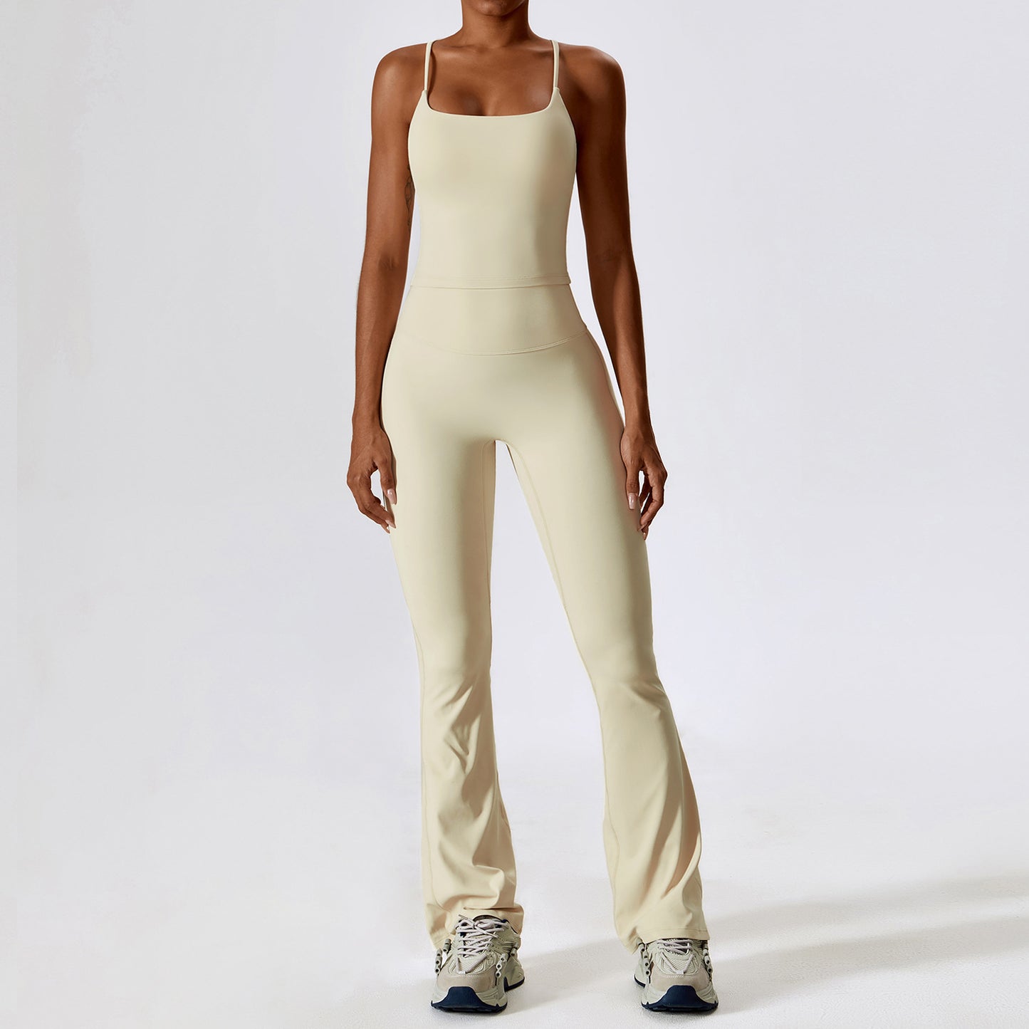 Strappy Flare Leg Active Jumpsuit