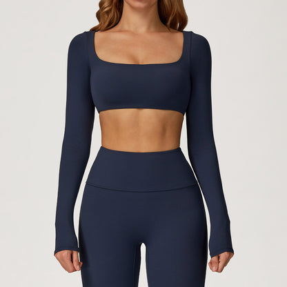 Square Neck Long Sleeve Crop Top