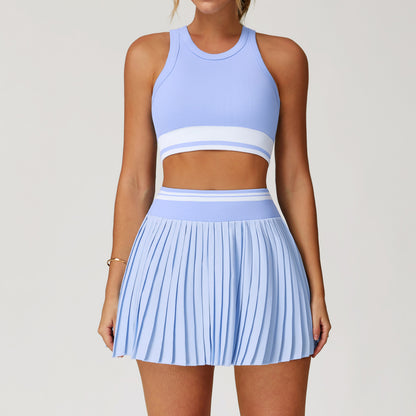 Elite Rally Pleated Skirt Set with Contrast Band