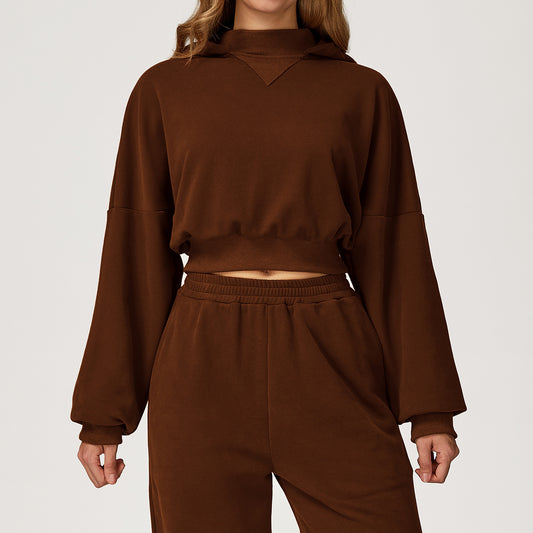 Cropped Hoodie with Relaxed Fit
