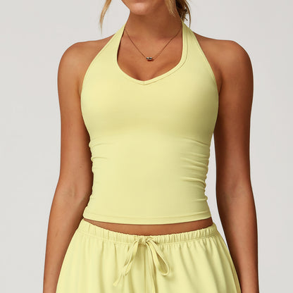 V-Neck Strappy Workout Crop Top