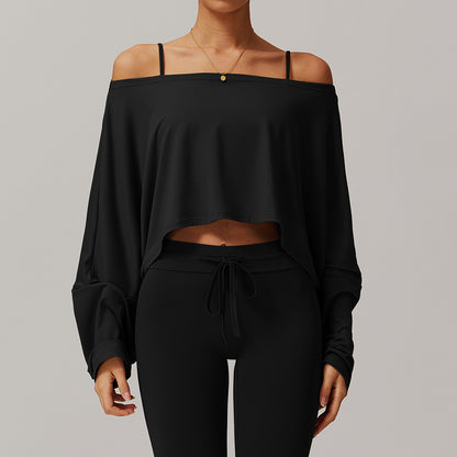 Off-Shoulder Lounge Set with Crop Pullover
