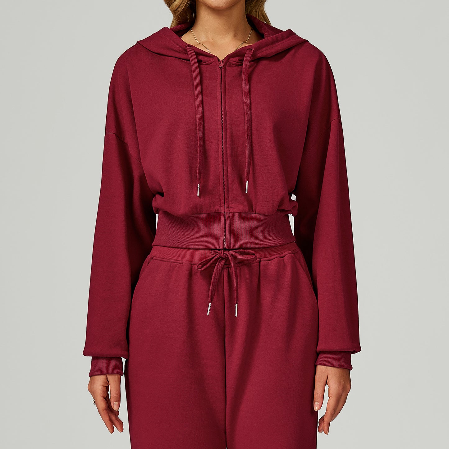 FlexEase Cropped Zip-Up Hoodie
