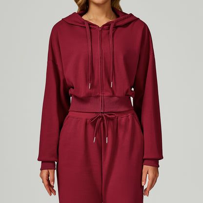 FlexEase Cropped Zip-Up Hoodie