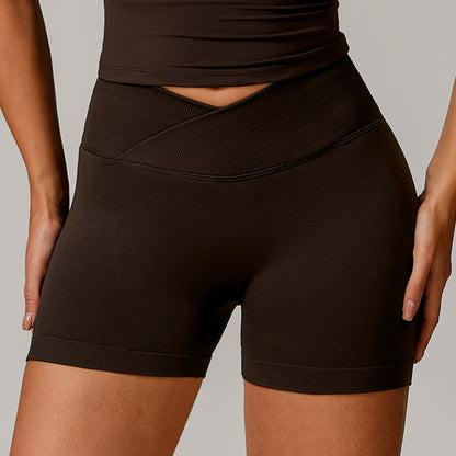 High-Waist Ruched Yoga Shorts