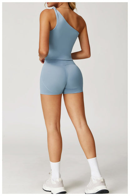 One-Shoulder Studio Crop & Shorts Set