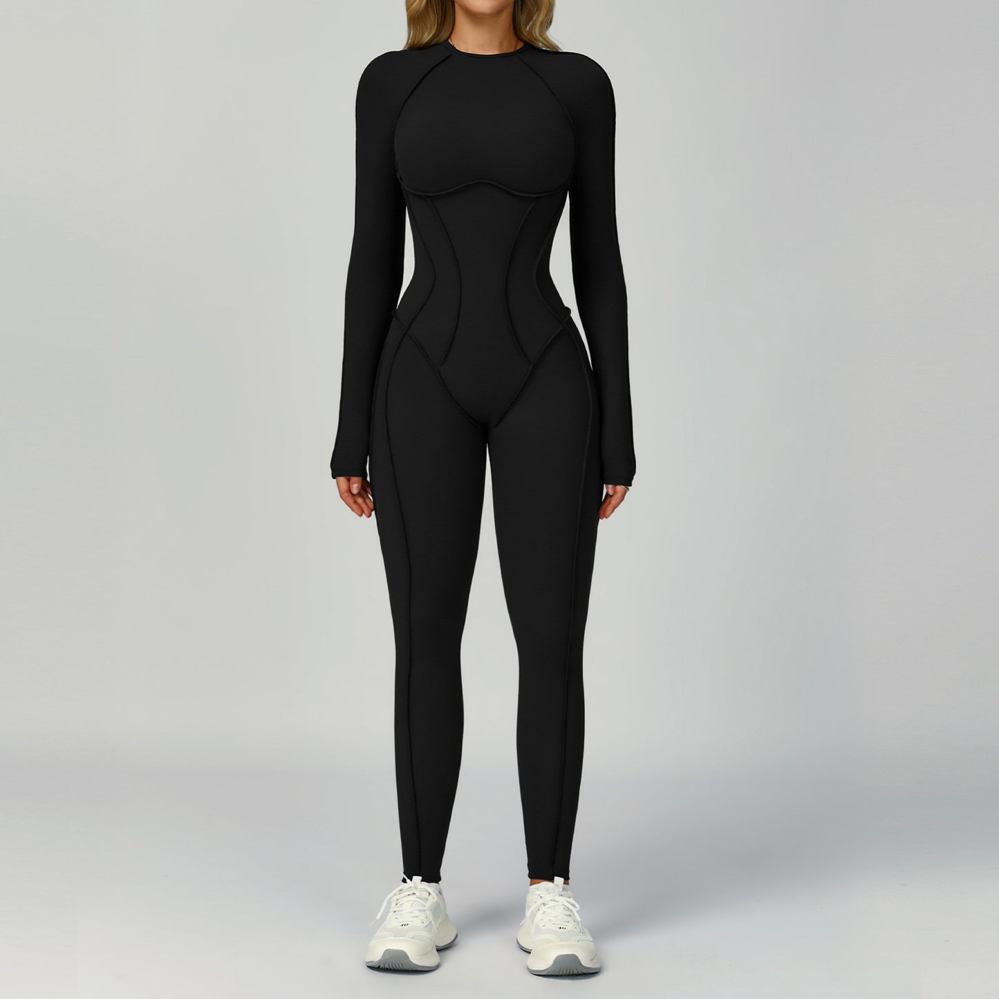 SculptBack Long Sleeve Open-Back Jumpsuit
