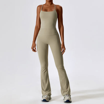 Strappy Flare Leg Active Jumpsuit