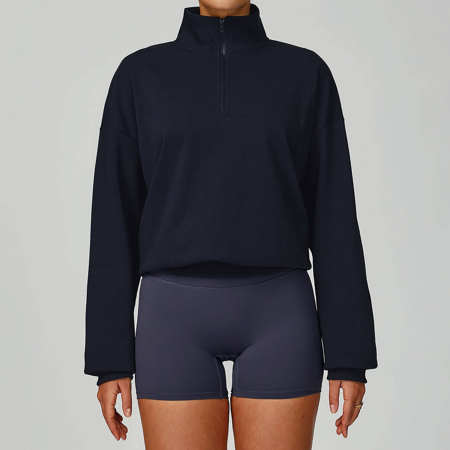 High-Neck Zip Workout Pullover