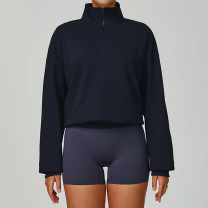 High-Neck Zip Workout Pullover