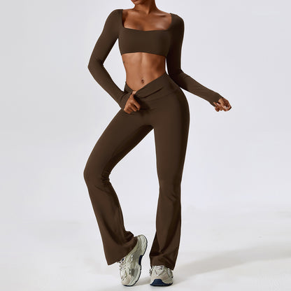 Long Sleeve Crop & Flare Legging Set