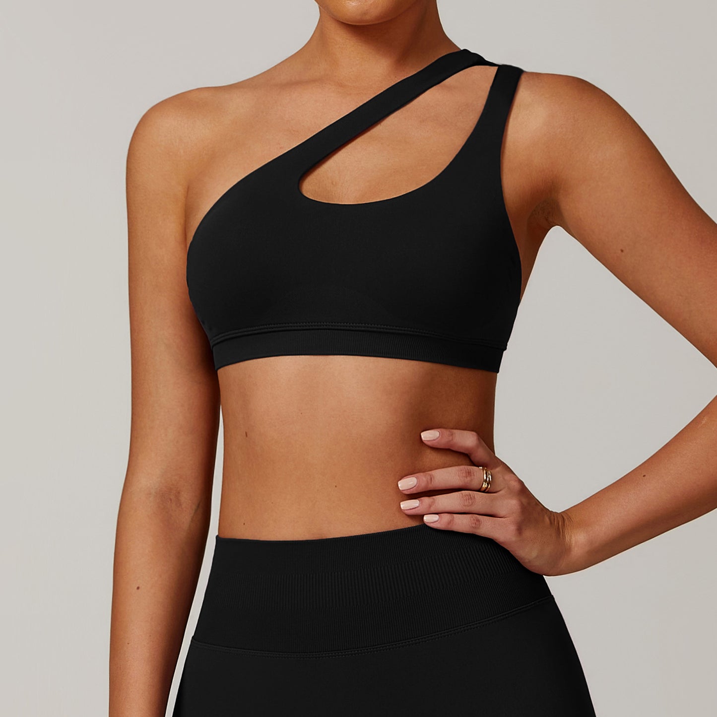 Asym Cutout One-Shoulder Bra