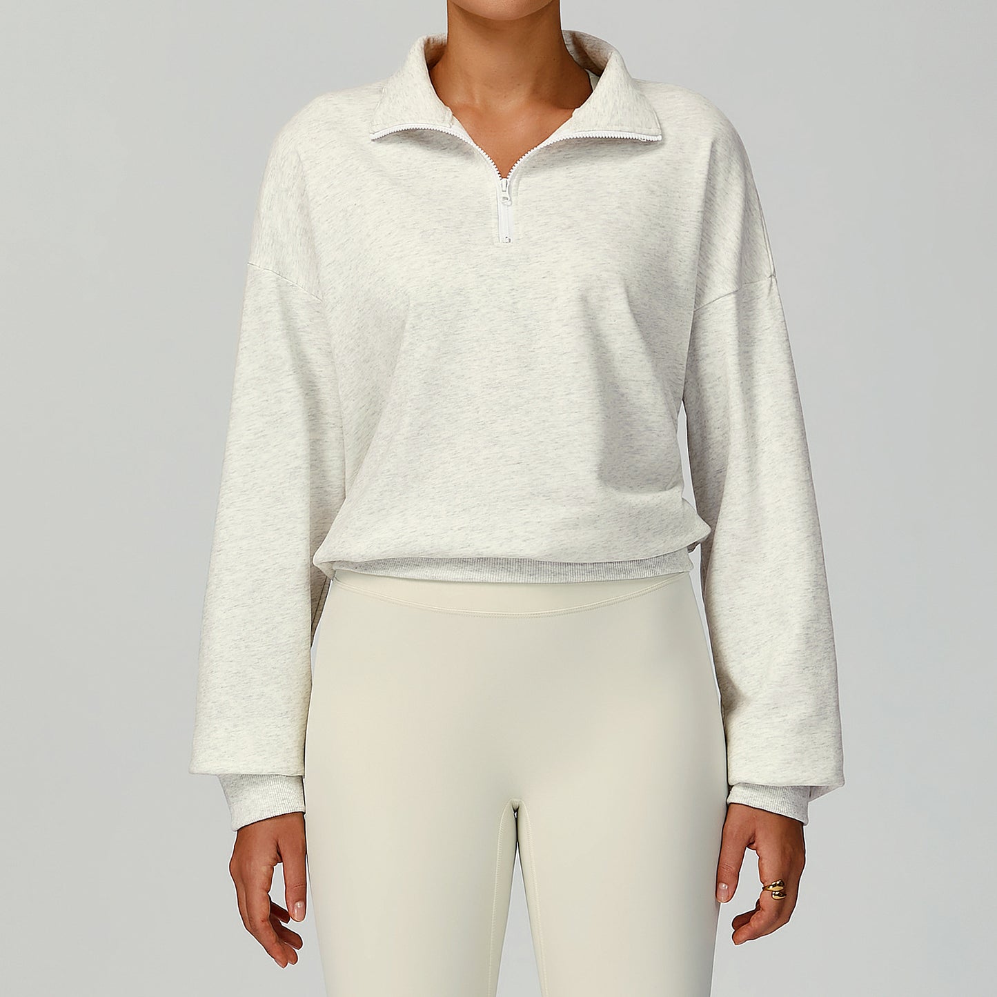 High-Neck Zip Workout Pullover