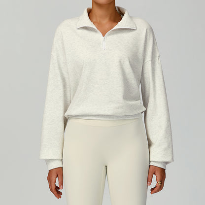 High-Neck Zip Workout Pullover