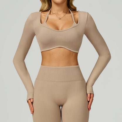SculptLine Long-Sleeve Open-Back Crop Top