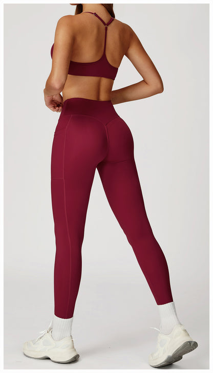 Strappy Sports Bra & Crossover Leggings Set