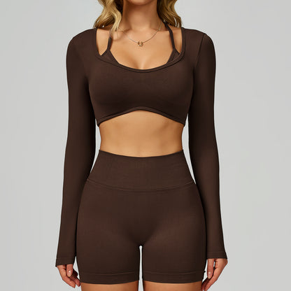 SculptLine Long-Sleeve Open-Back Crop Top