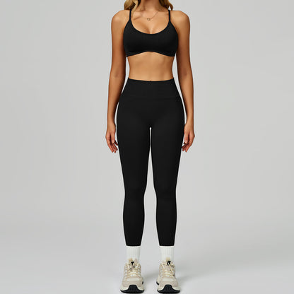 Strappy Sports Bra & High-Waist Legging Set