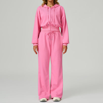CozyFlex Cropped Hoodie & Wide-Leg Lounge Set