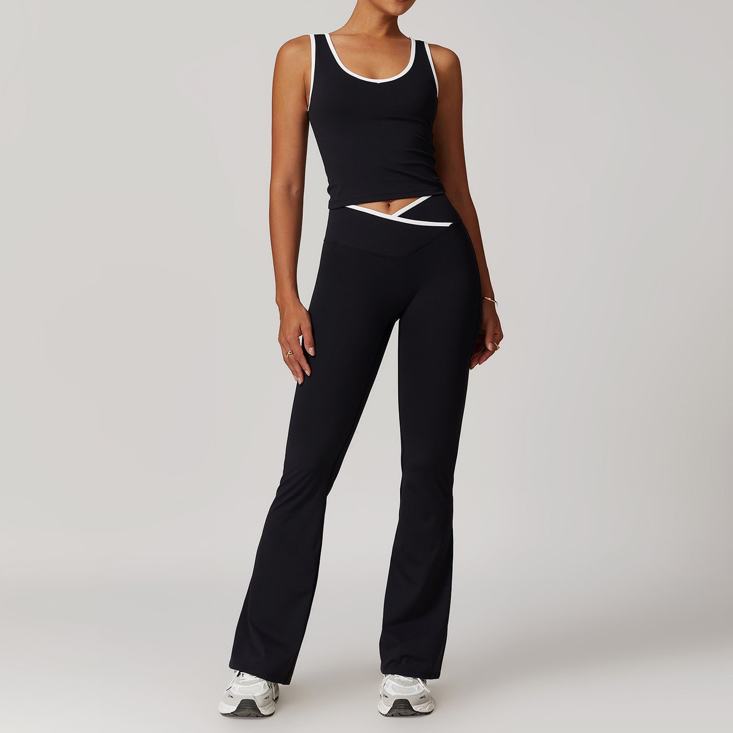 Cross-Waist Flare Leggings