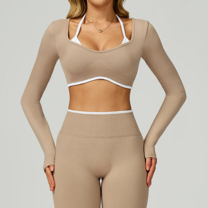 SculptLine Long-Sleeve Open-Back Crop Top