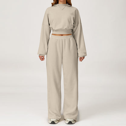 Relaxed Fit Hoodie & Wide-Leg Sweatpant Set