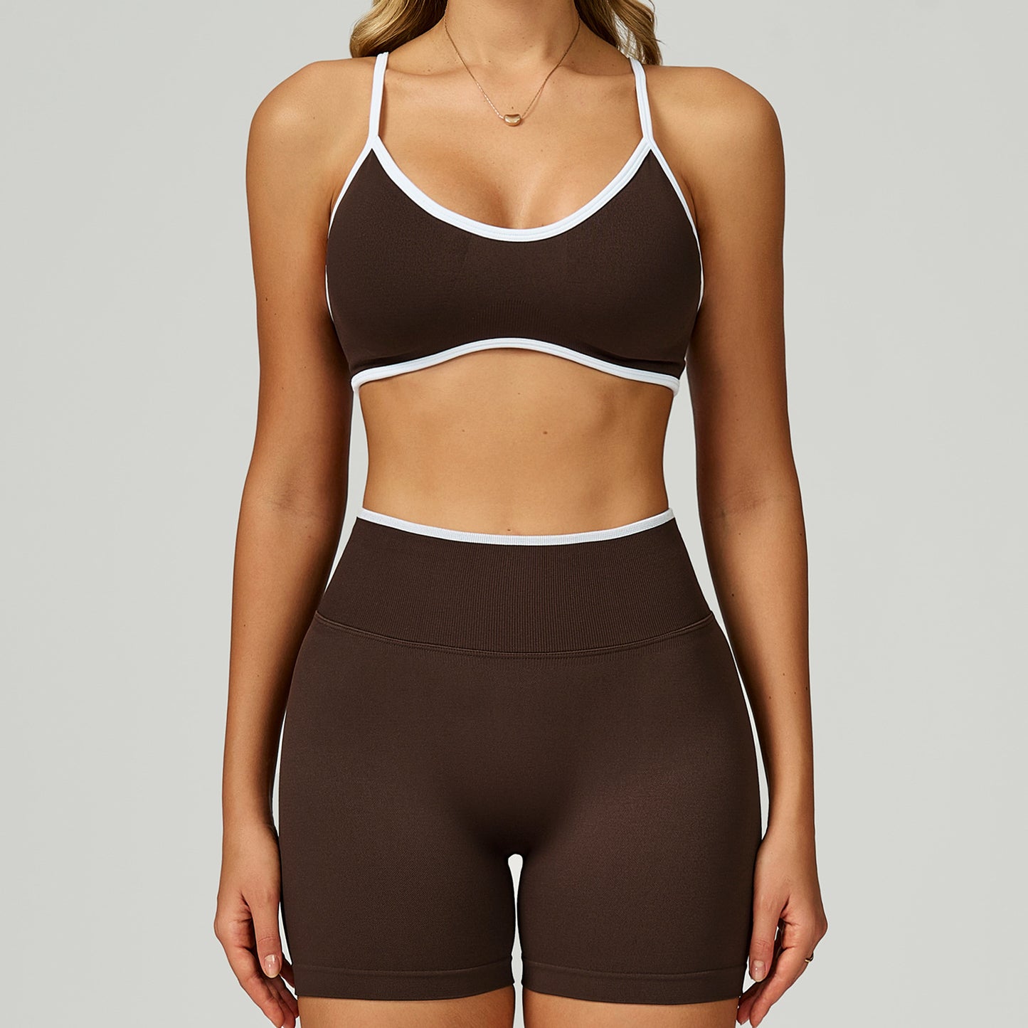 Strappy Sports Bra & High-Waist Biker Short Set