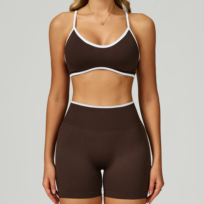 Strappy Sports Bra & High-Waist Biker Short Set