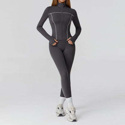 Full-Zip Fitted Jacket & Leggings Set