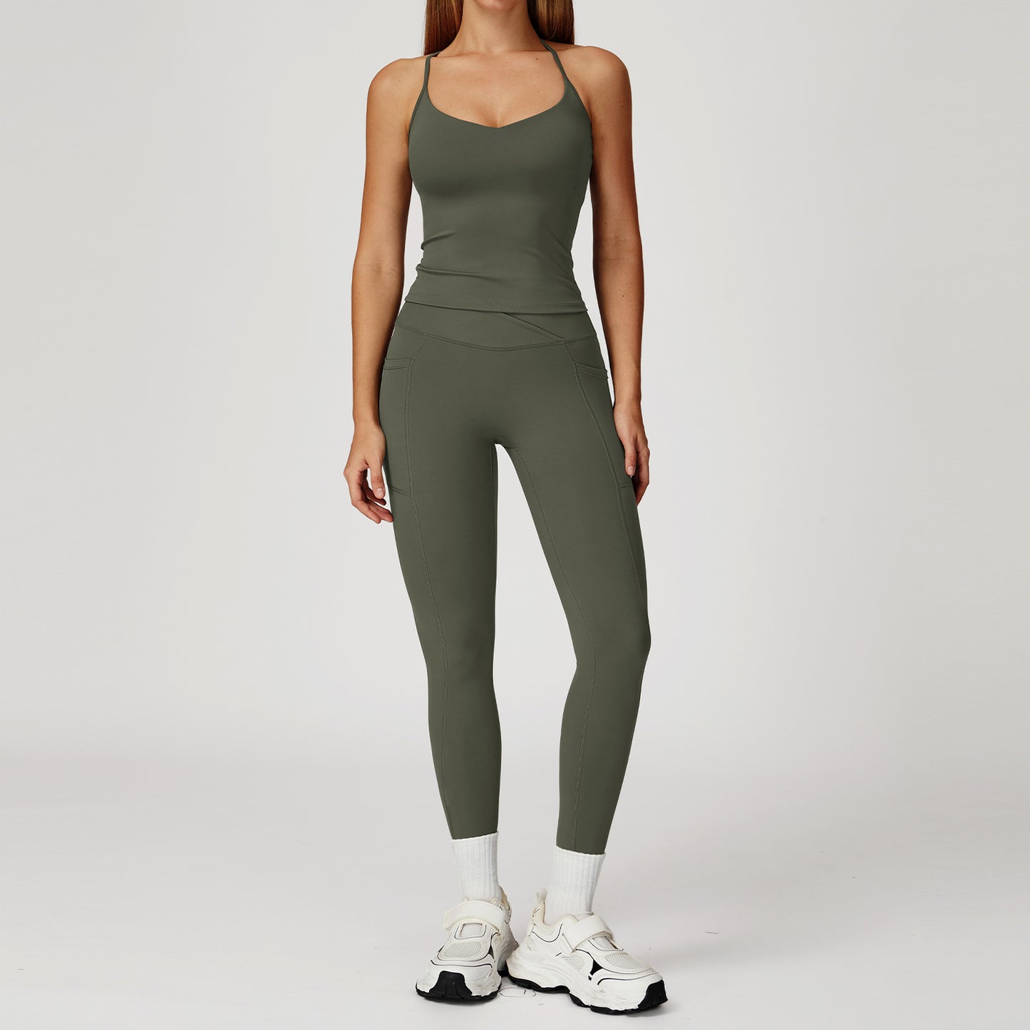 Strappy Tank & Crossover Flare Leggings Set