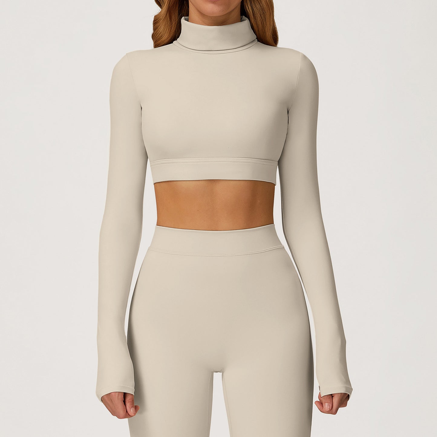 Turtleneck Long Sleeve OpeTopn-Back Crop